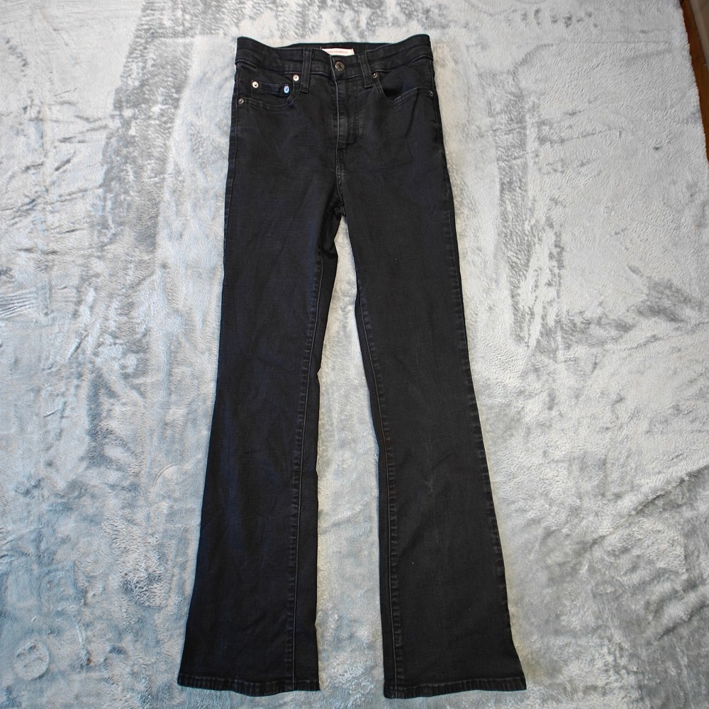 Levis 725 High Rise Bootcut Jeans Womens 27x32 Fits 27x30 Black Denim Pants